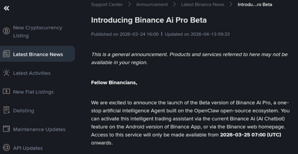 I Tested Binance AI Pro Beta — The Most Interesting New Feature of 2026